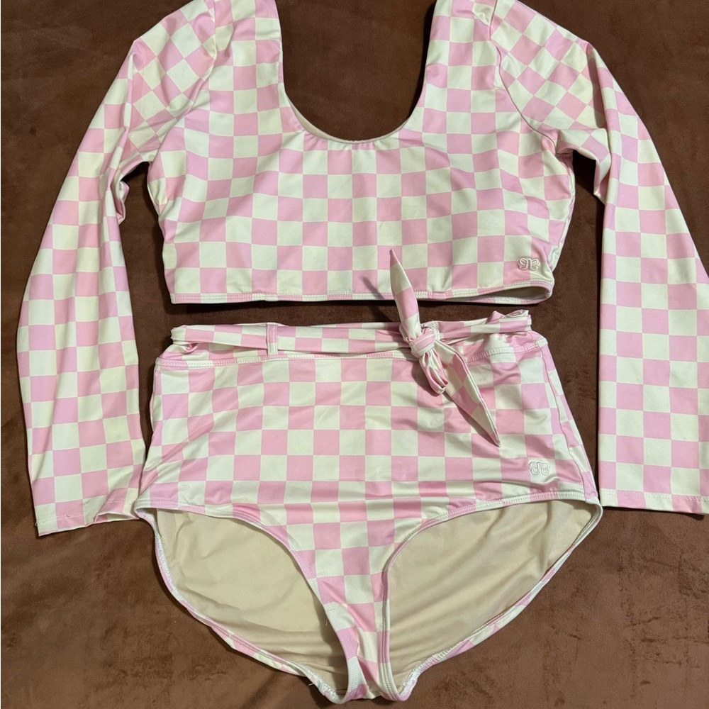 Albion Pink and Cream Checkered Swimwear